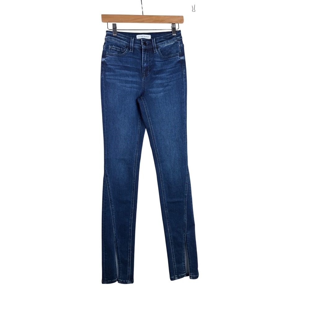 Flying Monkey‎ Front Seam Split Hem Skinny Jeans size 25 Blue